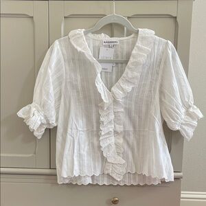 NWT HENLEY White Ruffled Blouse